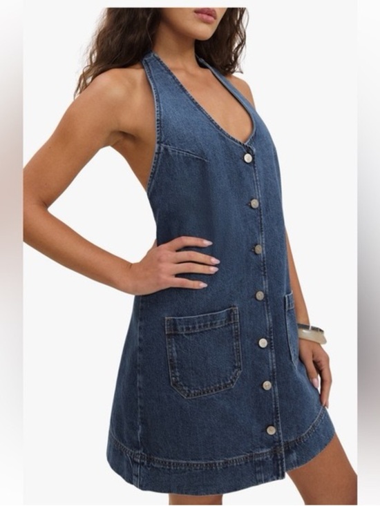 Reformation Dresses & Skirts - REFORMATION BRITTANY HALTER DENIM MINI DRESS
